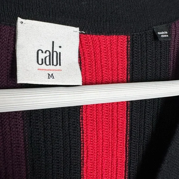 CAbi sophisticated black and red striped Royal pull over size Medium - Picture 3 of 6